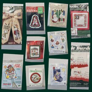 NEW Cross Stitch Kits Christmas Bundle Bow, Chimes, Stckings, Tea Towels & MORE